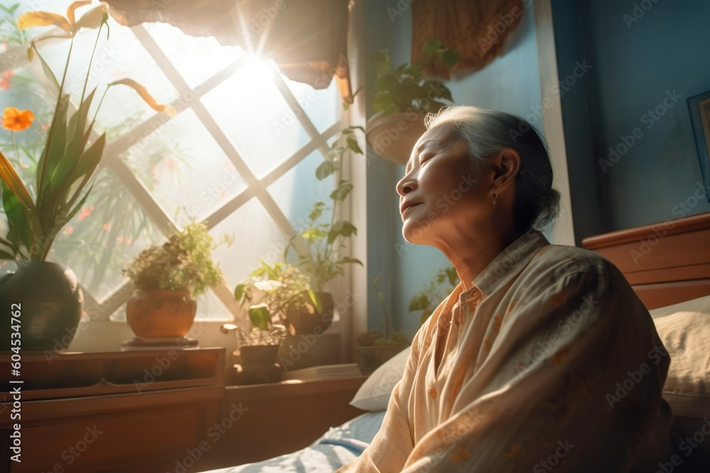 Woman meditating in beautiful sunlight Woman meditating in beautiful sunlight