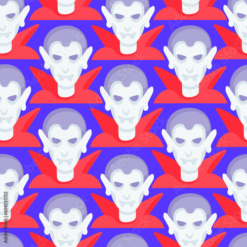 seamless pattern with vampire dracula in vector.design element for halloween.characters in flat style.minimalistic pattern for wallpaper background. 