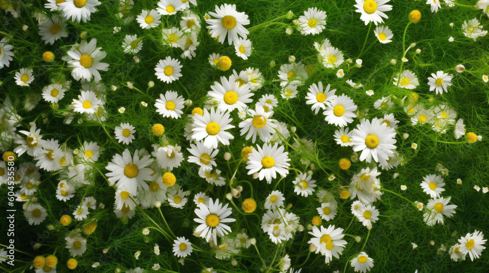 Fototapeta premium Chamomiles in full bloom. Generative AI image