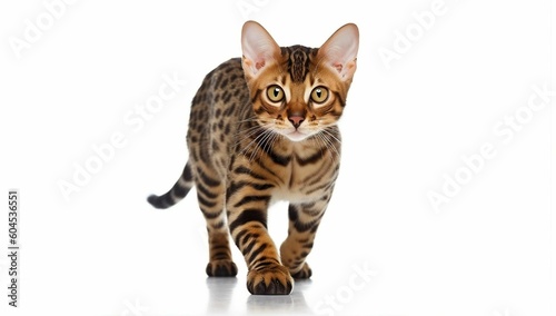 Bengal cat walking towards to the camera, isolated on white generative ai variation 3 © Abdul