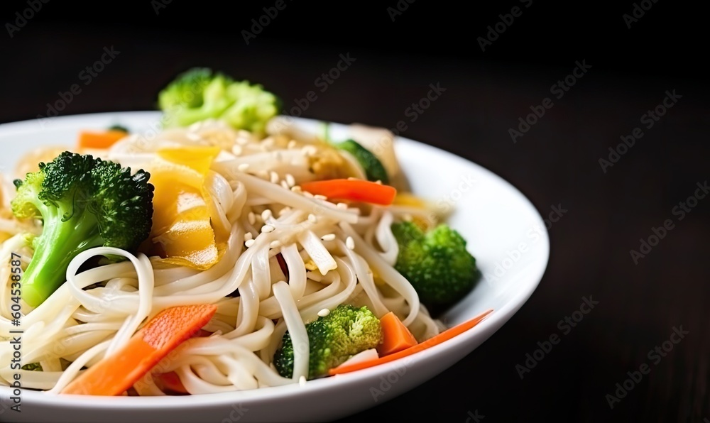 Healthy veggie stir-fry with tasty noodles Creating using generative AI tools Healthy veggie stir-fry with tasty noodles Creating using generative AI tools