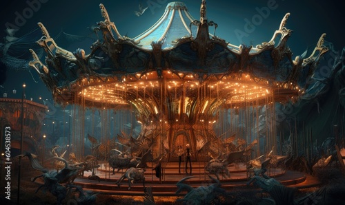 Enchanting carousel with intricate details and magical elements Creating using generative AI tools © uhdenis