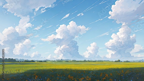 Landscape with clouds. Created with Generative AI technology.
