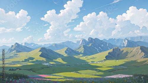 Landscape in the mountains. Created with Generative AI technology.