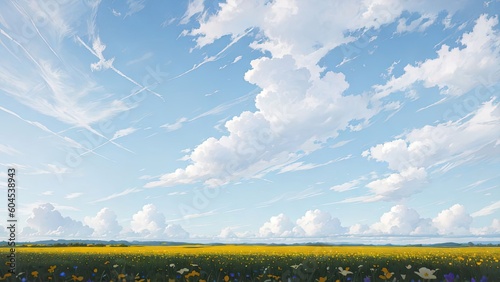 Landscape with clouds. Created with Generative AI technology.