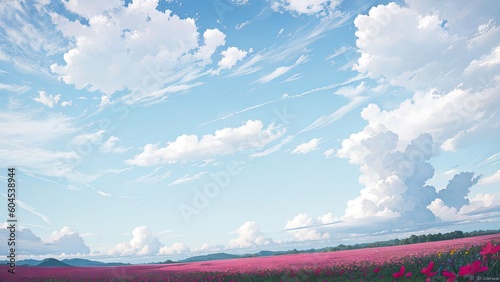 Landscape with clouds. Created with Generative AI technology.