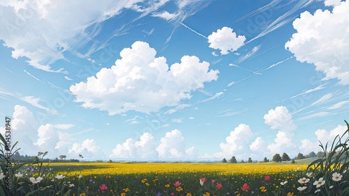 Field of flowers. Created with Generative AI technology.