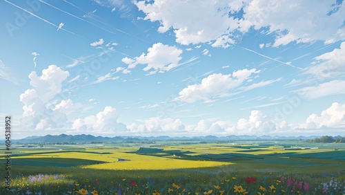Landscape with sky and clouds. Created with Generative AI technology.
