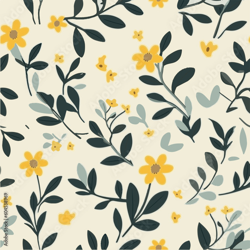 Seamless wild flower pattern of background in doodle and colorful style