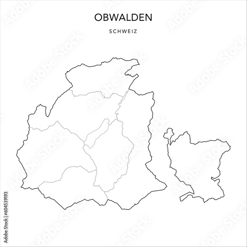 Vector Map of the Canton of Obwald  Obwalden  with the Administrative Borders of Municipalities  Gemeinde  as of 2023 - Switzerland  Schweitz 