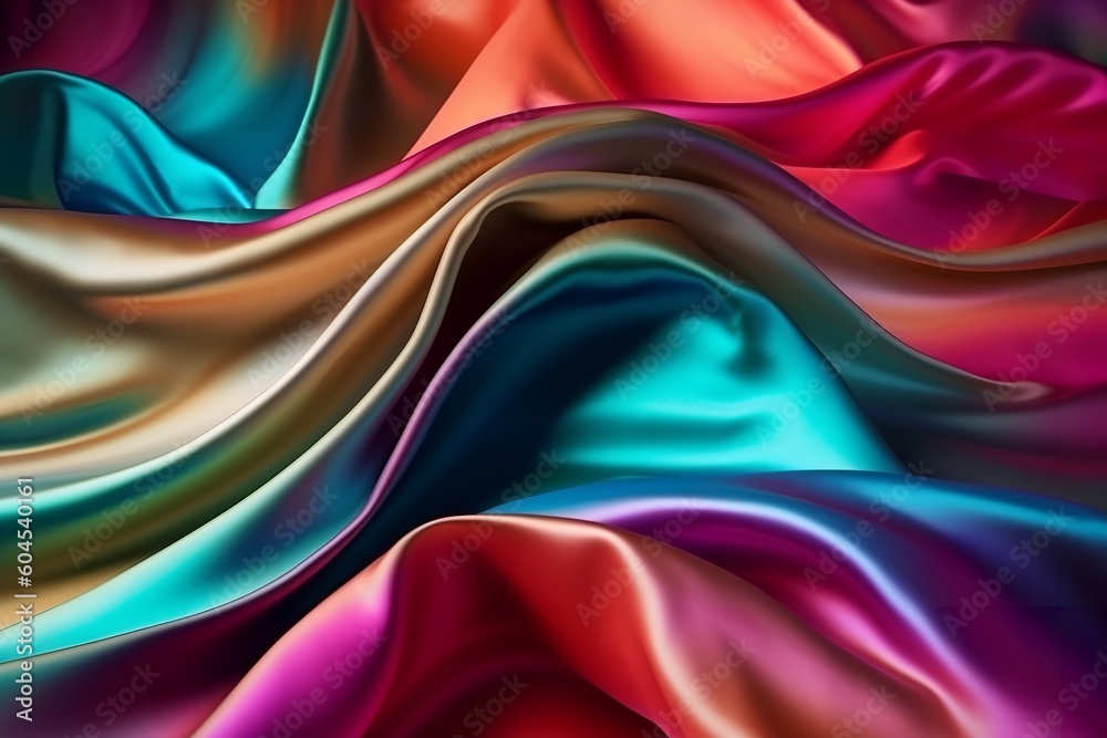 Mesmerizing Elegance: Abstract Colorful Smooth Waves Evoking a Sense of Holographic Beauty, abstract, colorful, smooth, wavy, elegant, holographic, mesmerizing, vibrant, art,