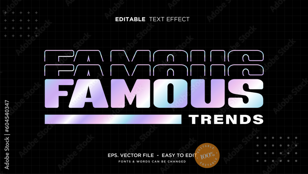 Holographic editable text effect