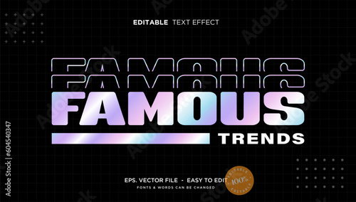Holographic editable text effect
