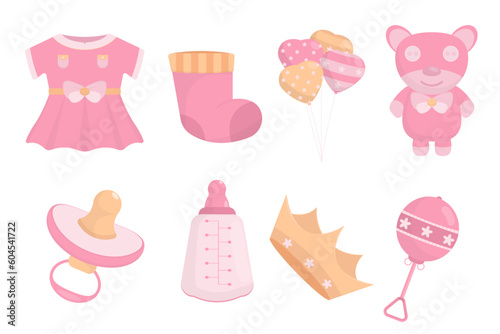 Set of object for graphic designer with baby infant concept
