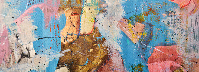 Acrylglasbilder Graffiti Modern impressionism technique. Wall poster print template. Abstract painting art. Hand drawn by dry brush of paint background texture. Oil painting style. Artistic pattern for web or graphic design  © CHREMOS