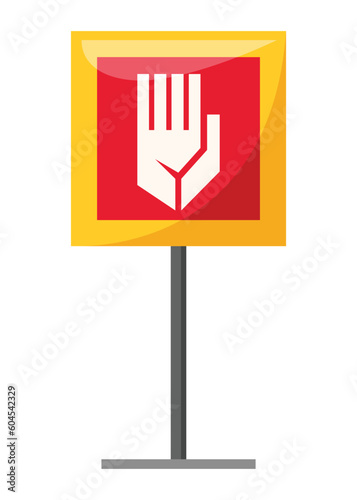 Traffic road repair barrier. Safety barricade or warning alert signs. Streets symbol safe reconstruction bright coloring of main planned works. Vector illustration