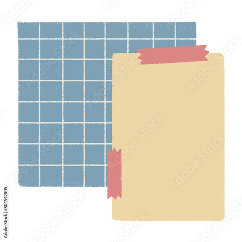 Cute paper stickers for notes. Rough, sloppy texture. Digital Bullet Journal.