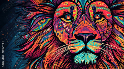 Lion portrait illustration - Generative AI