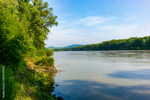 danube river near the power plant abwinden-asten in austria