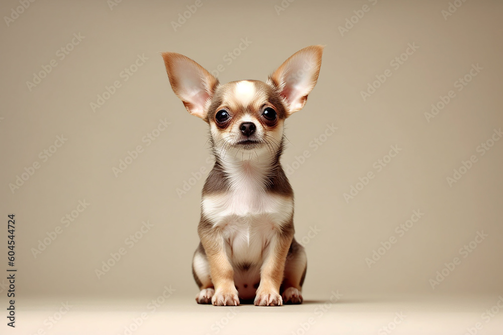 A chihuahua on a brown background