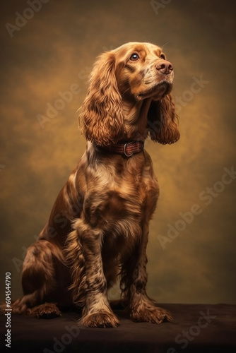 A Cocker on a brown background