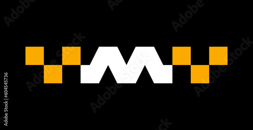 Checkered logotype with letter M for Taxi service.