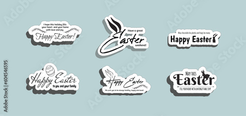 Vector happy easter day emblem set colorfull typography style for greeting card text templates, label, badges, decoration, sale banner, party, poster, promotion, tag, decoration.