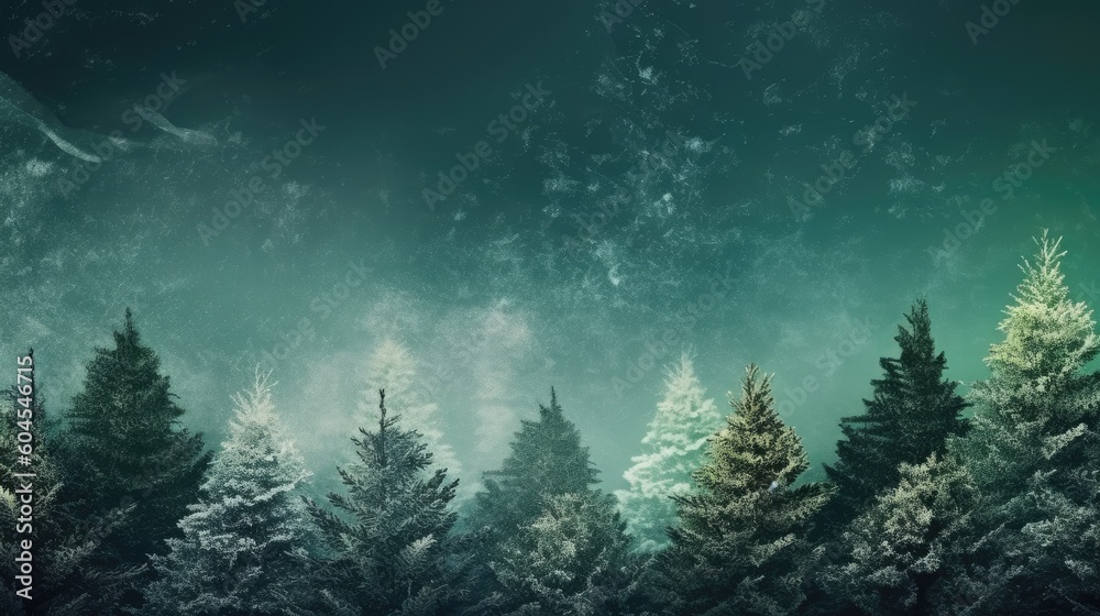 Winter fir trees and pines. Christmas and New Year background. Festive seasonal Christmas bright background. Holiday poster and banner, greeting card. generative ai Winter fir trees and pines. Christmas and New Year background. Festive seasonal Christmas bright background. Holiday poster and banner, greeting card. generative ai