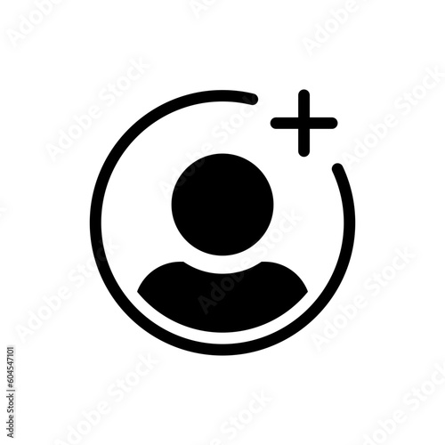 Add new user icon vector male person profile avatar with plus symbol, Add user profile icon . line outline
