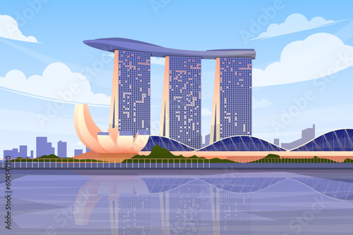 Beautiful scene with Marina Bay Sands in Singapore