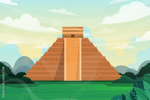 Beautiful landscape Chichen Itza landmark of Mexico vector