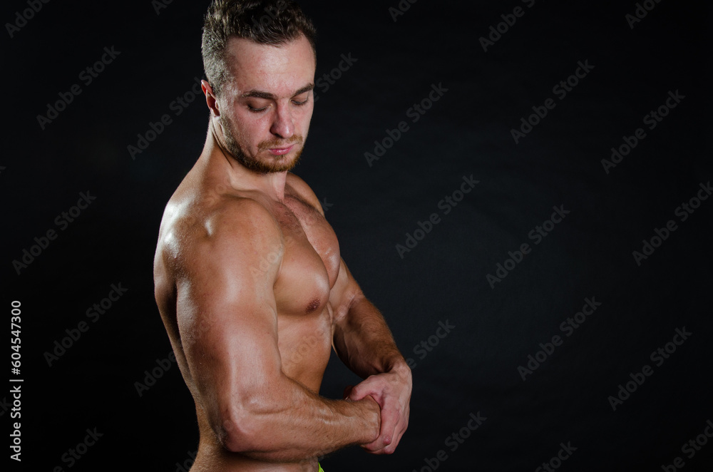 Poor health. Men's problems. Attractive man posing in the studio.