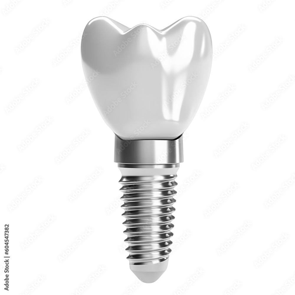 Dental implant model of molar tooth, cut out, as a concept of implantation teeth and dental surgery. Based on Generative AI Dental implant model of molar tooth, cut out, as a concept of implantation teeth and dental surgery. Based on Generative AI