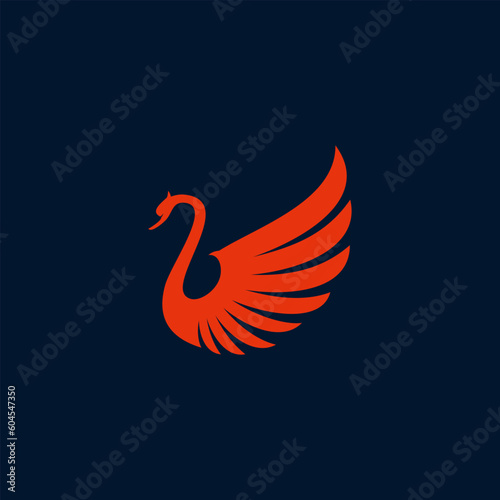 Fototapeta Naklejka Na Ścianę i Meble -  Swan logo symbol. Swan with circle line icon. Modern luxury brand element sign. Suitable for your design need, logo, illustration, animation, etc.