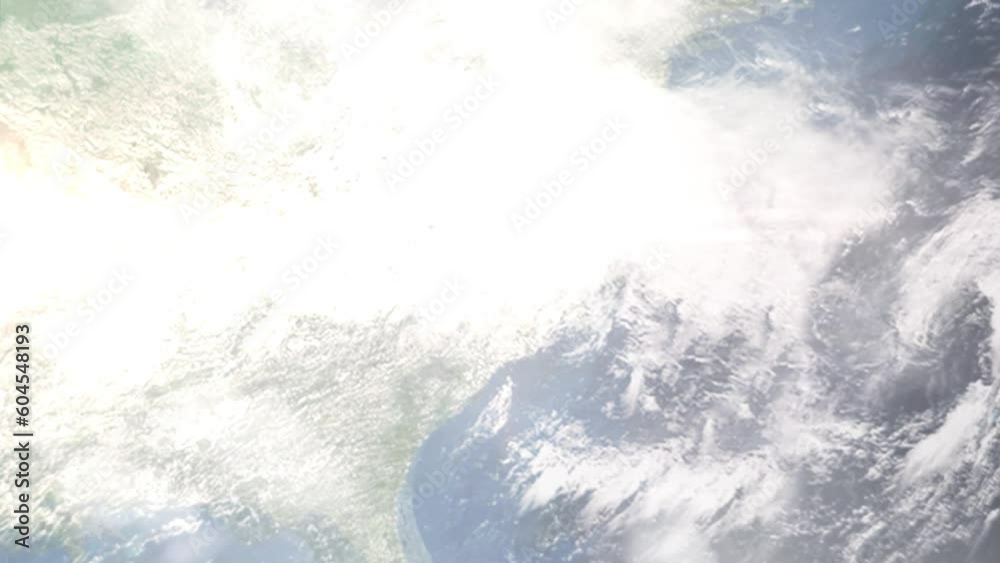 Earth zoom in from outer space to city. Zooming on Fuquay-Varina, North Carolina, USA. The animation continues by zoom out through clouds and atmosphere into space. Images from NASA Earth zoom in from outer space to city. Zooming on Fuquay-Varina, North Carolina, USA. The animation continues by zoom out through clouds and atmosphere into space. Images from NASA