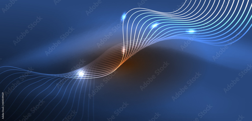 Shiny glowing neon wave. Neon light or laser show, electric impulse, power lines, techno quantum energy impulse, magic glowing dynamic lines Shiny glowing neon wave. Neon light or laser show, electric impulse, power lines, techno quantum energy impulse, magic glowing dynamic lines