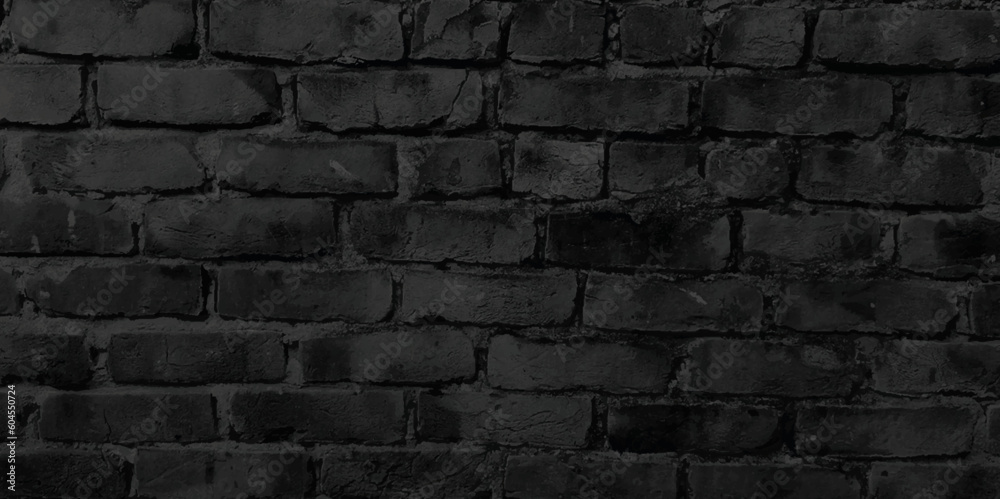 Black brick wall background. Brick wall background. Black or dark gray pattern grainy concrete wall stone texture background.