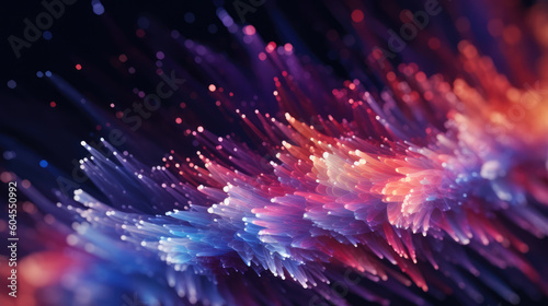 Abstract shiny particle background. Pink  purple colors. AI generated.