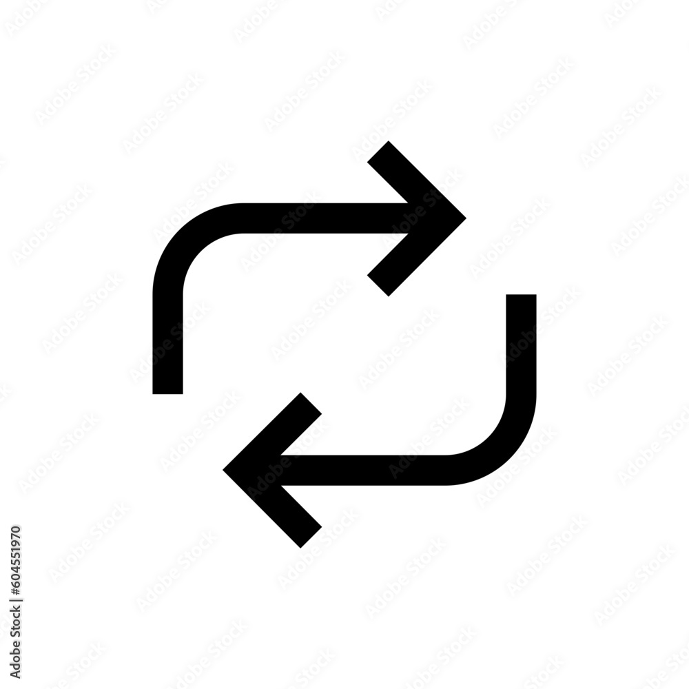 Refresh icon, sync repeat and reload arrow icon symbol convert button sign. recycle icon vector. update icon with two arrows Refresh icon, sync repeat and reload arrow icon symbol convert button sign. recycle icon vector. update icon with two arrows