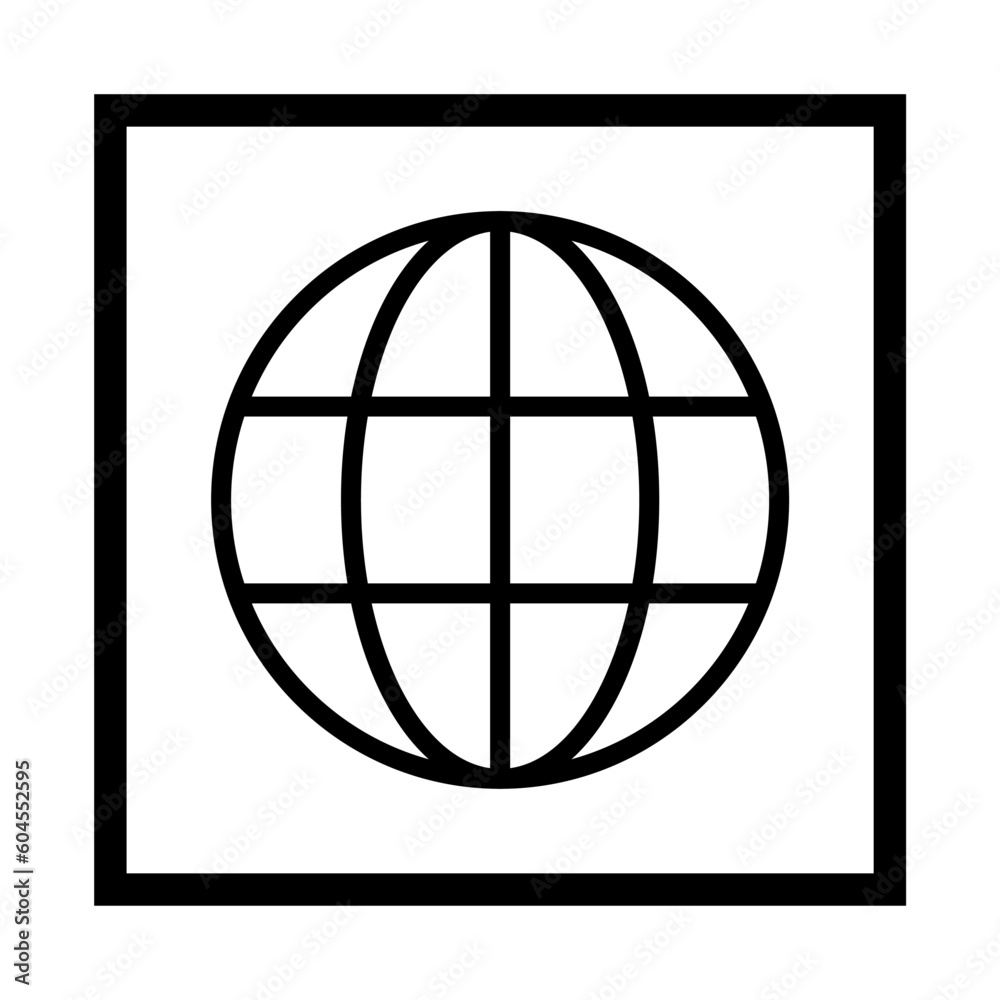 WWW world wide web site symbol, Internet icon, website address globe, flat outline sign WWW world wide web site symbol, Internet icon, website address globe, flat outline sign
