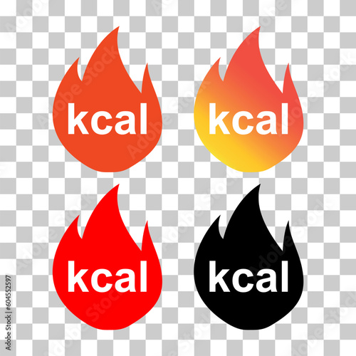 Set of Calories healthy diet icon, nutrition food low sign, kcal zero web vector illustration