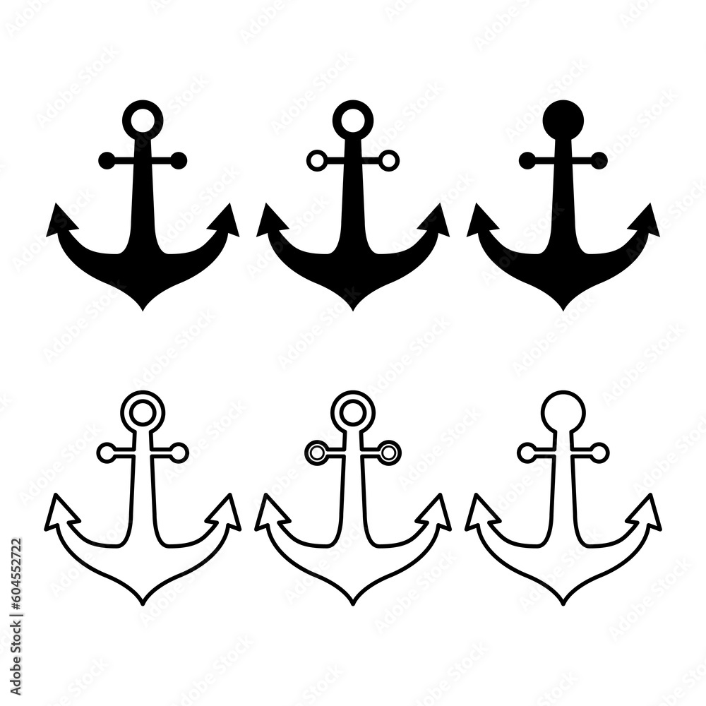 Set of Anchor marine old icon, ship security object element, vector illustration design web Set of Anchor marine old icon, ship security object element, vector illustration design web
