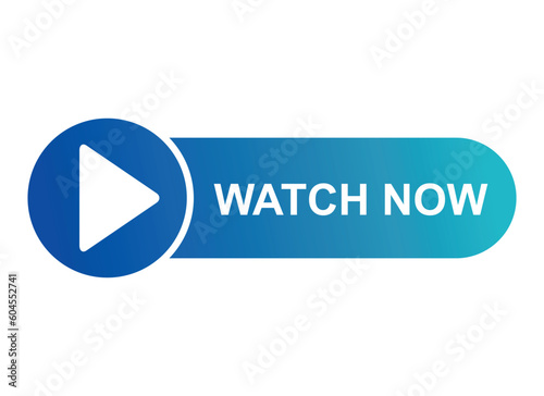 Watch now icon, website online button player symbol, play video vector illustration