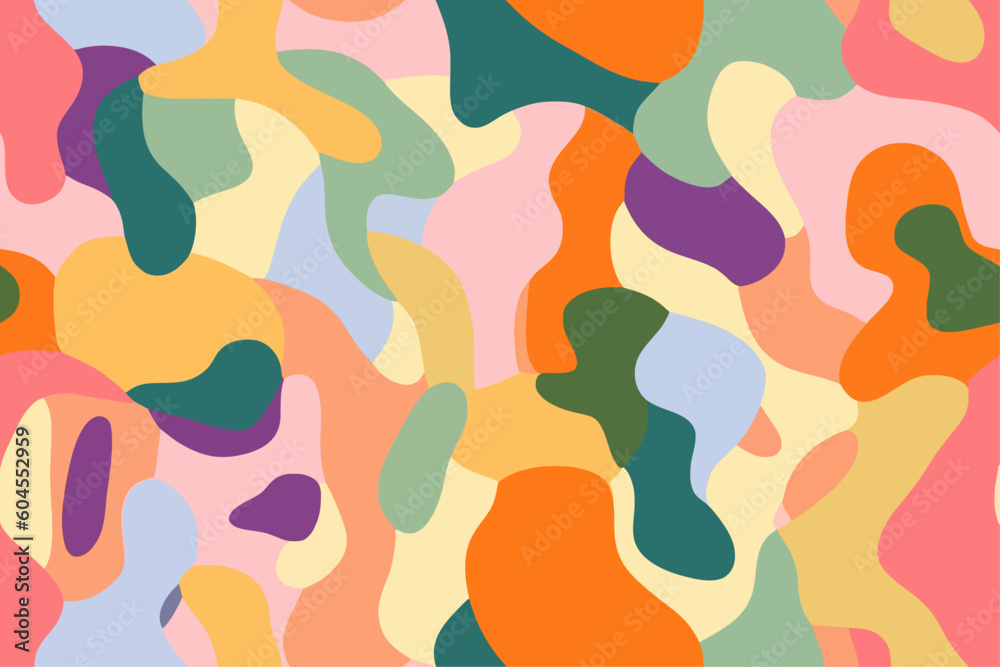 Abstract colorful creative pattern, camouflage inspired nature seamless illustration