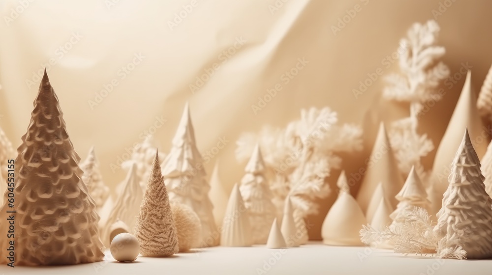Winter fir trees and pines. Christmas and New Year background. Festive seasonal Christmas bright background. Holiday poster and banner, greeting card. generative ai Winter fir trees and pines. Christmas and New Year background. Festive seasonal Christmas bright background. Holiday poster and banner, greeting card. generative ai
