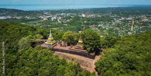The Two Stupas on Khai Muang Hill  Black and white pagoda or TWO BROTHERS PAGODA . Songkhla ancient town at Hua Khao  Singhanakhon  Songkhla  Thailand