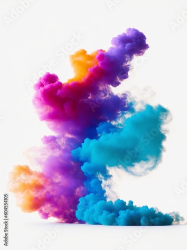 Colorful smoke on white background, vivid colored smoke, generative ai
