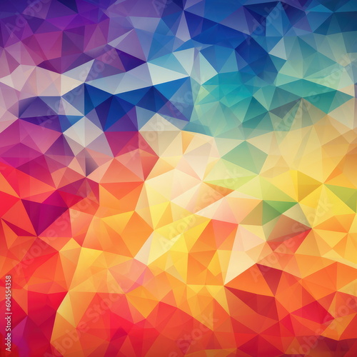 Triangle based colorful abstract background. Composition of triangles with an artistic feel. Square format. hand edited generative AI. 