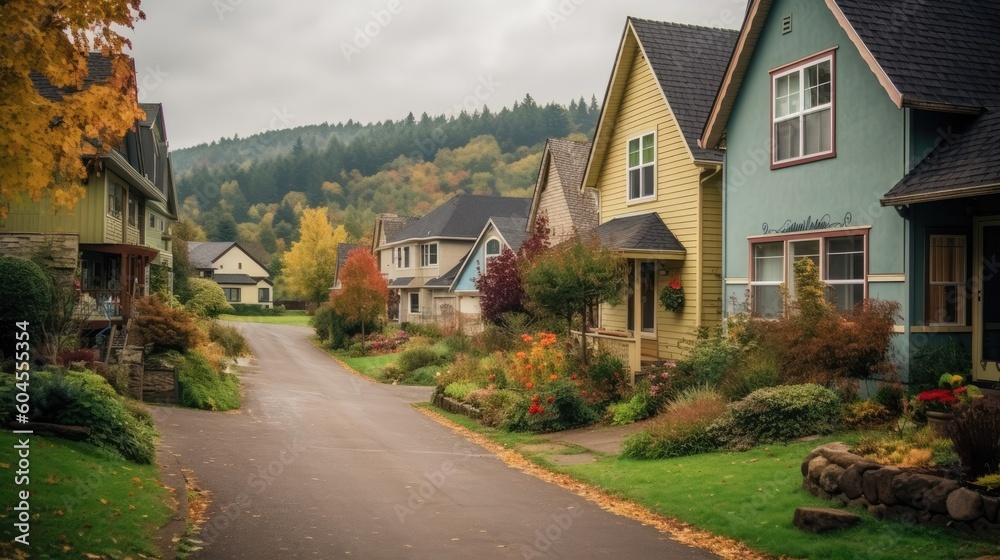 European houses along a roadside, a glimpse into the beauty of old-world architecture European houses along a roadside, a glimpse into the beauty of old-world architecture