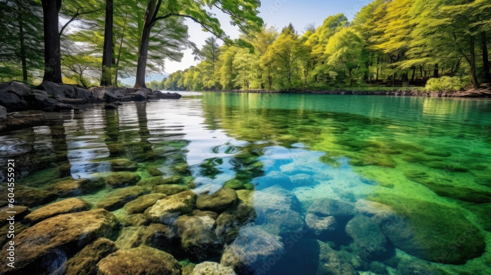 Tranquil Beauty Blue Lake Trees